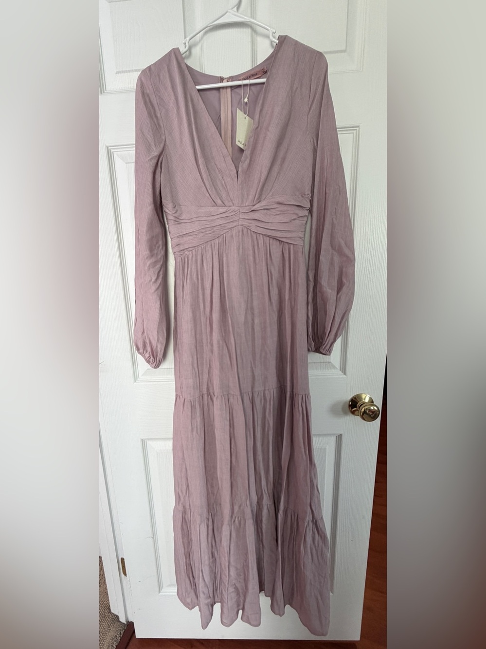 Long Sleeve V-Neck Dusty Mauve Maxi Dress